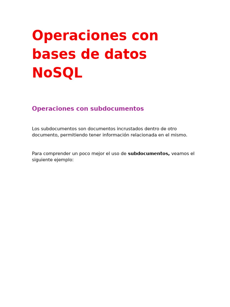 Lección 4. Operaciones Con Bases de Datos noSQL | PDF | Mongo Db ...