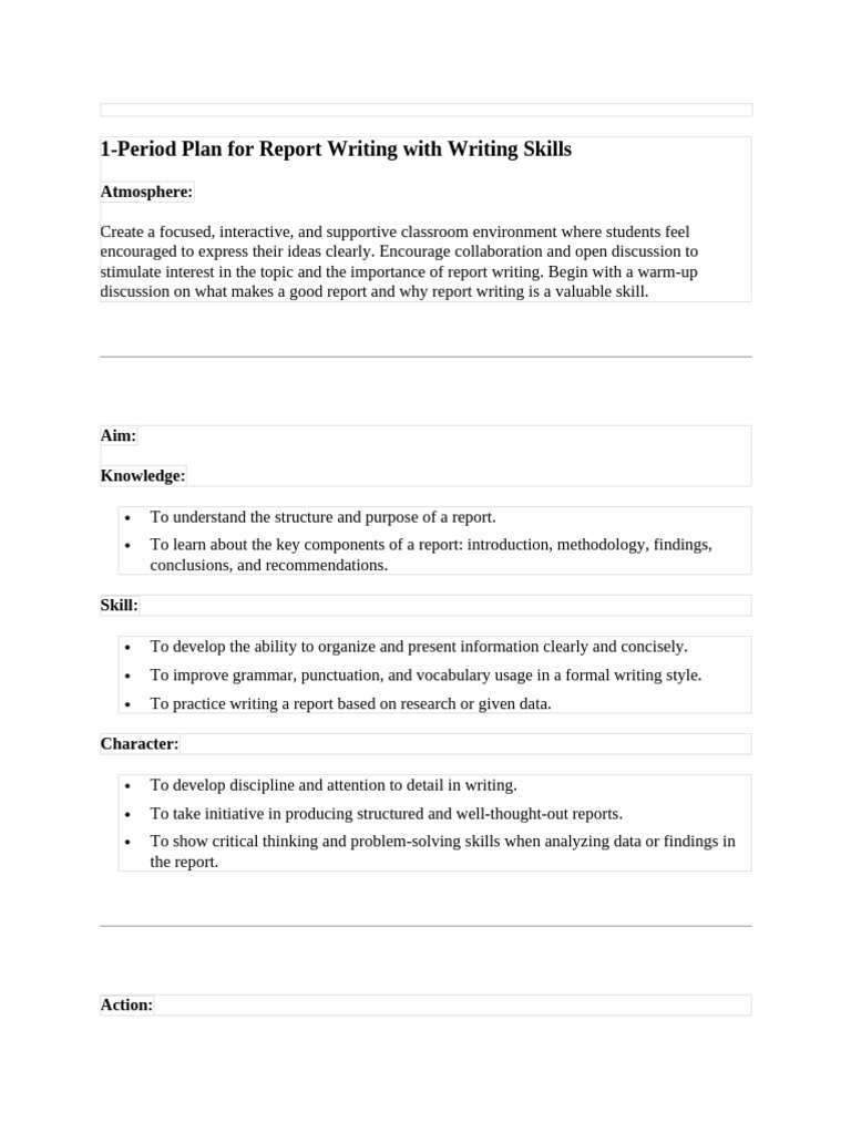 Report Writing Period Plan | PDF | Methodology | Critical Thinking
