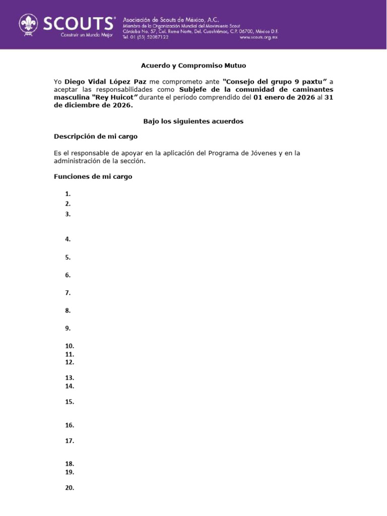 Acuerdo y Compromiso Mutuo Diego | PDF | Exploración