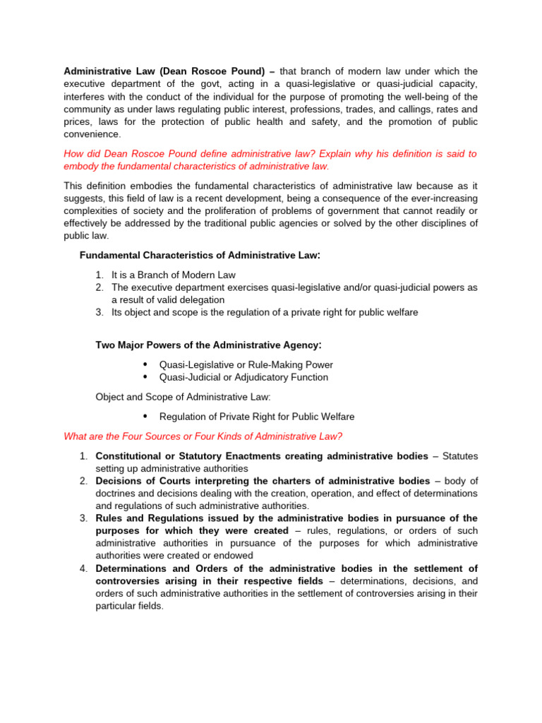 Admin Law Notes | PDF | Separation Of Powers | Administrative Law