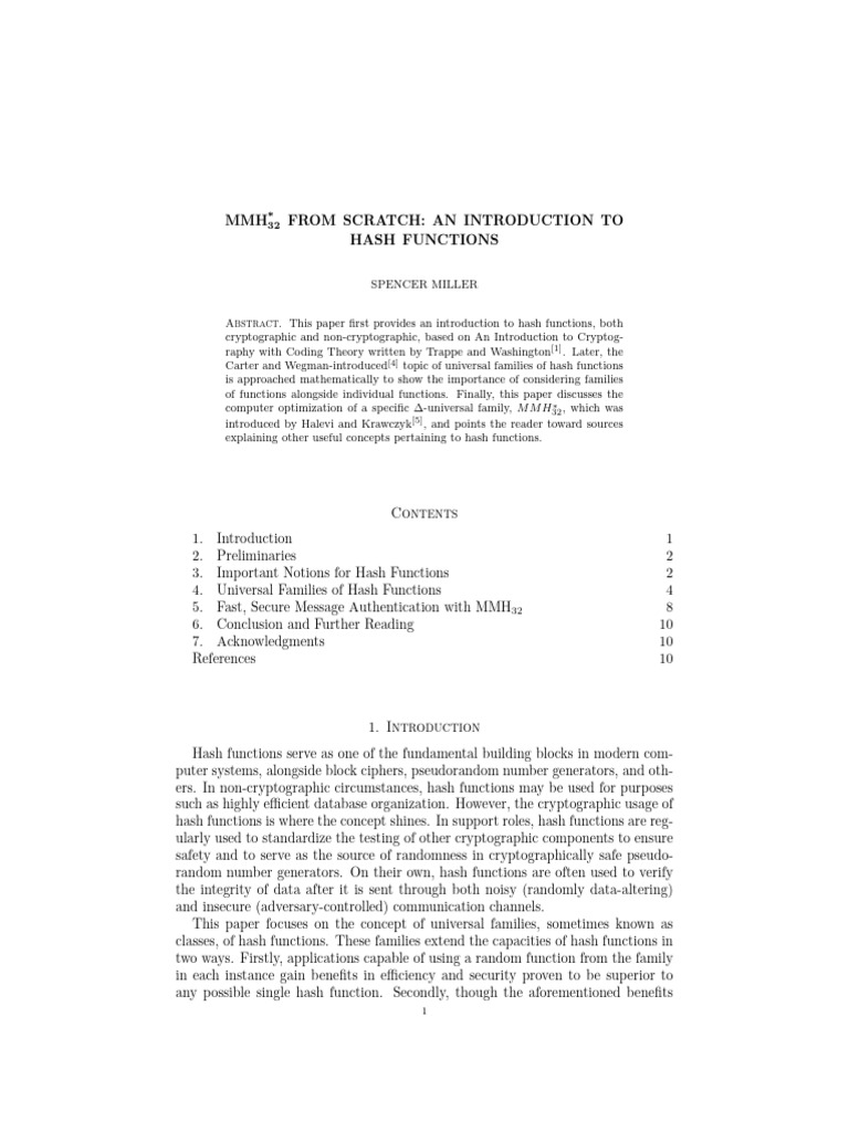 Introduction To Hash Functions | PDF | Function (Mathematics ...