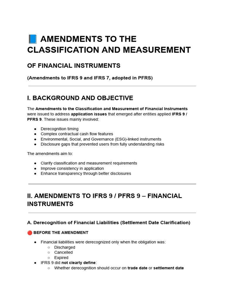 ? Amendments To The Classification and Measurement | PDF ...
