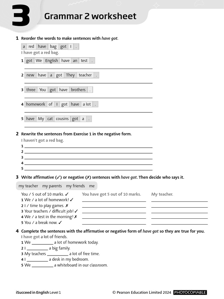 ISucceed in English TR1 U3 Grammar Worksheet 2 | PDF