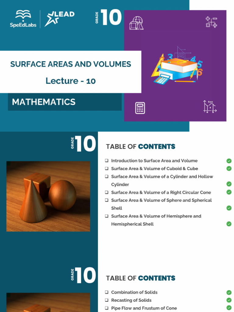 Surface Areas and Volumes L10 | PDF