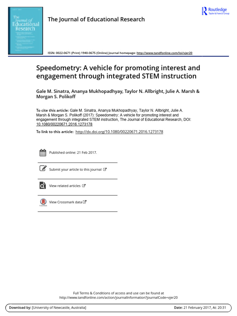 6. Speedometry a Vehicle for Promoting_Gale M. Sinatra | PDF | Learning ...