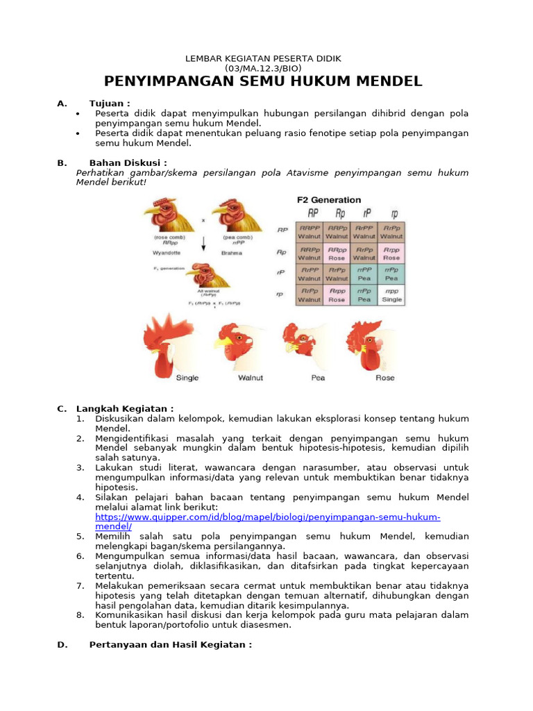 LKPD 12.3.3 - Penyimpangan Semu Hk. Mendel | PDF