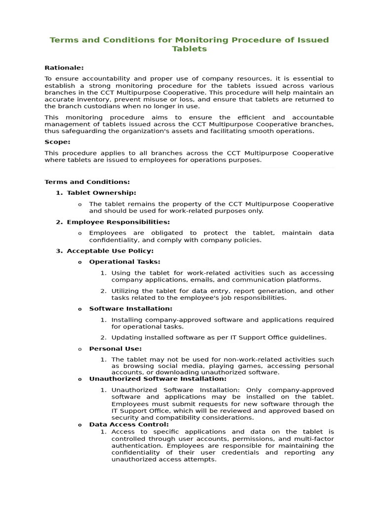Final Terms and Condition Monitoring Procedure For Issued Tablets | PDF ...