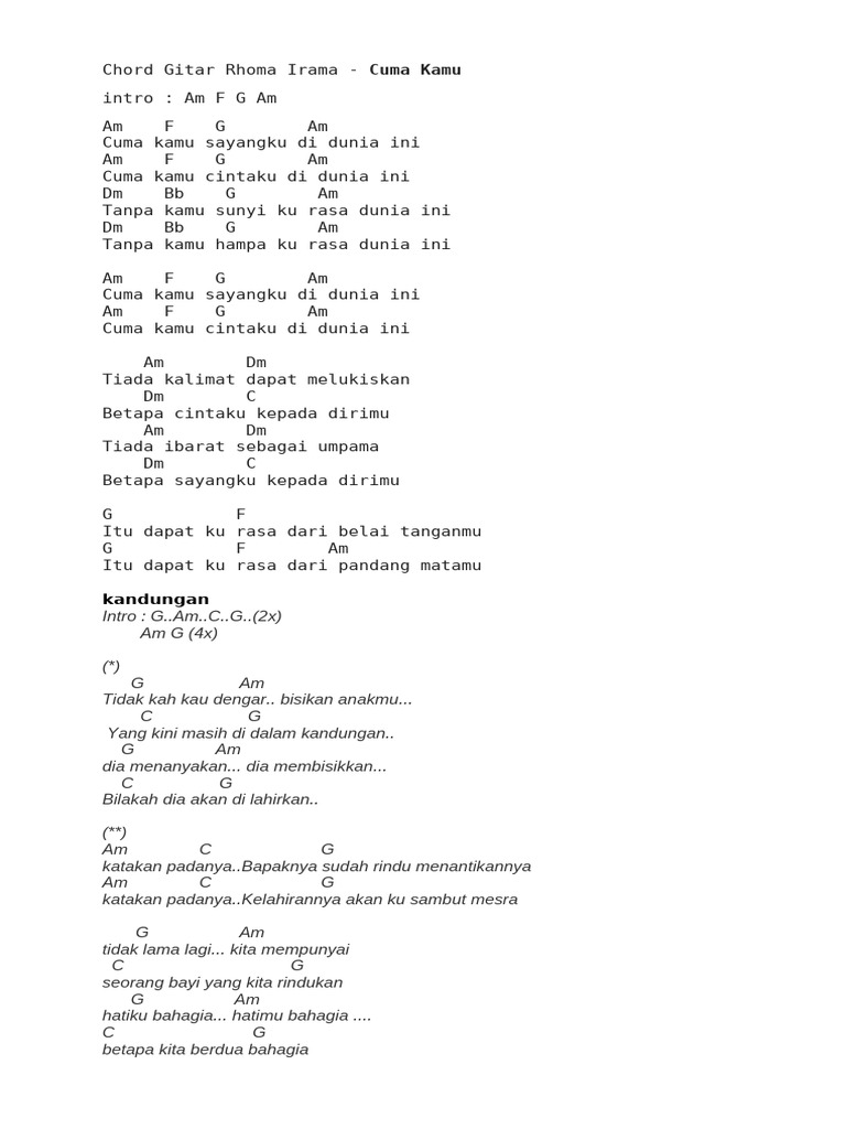 Lirik Dan Kunci Gitar | PDF