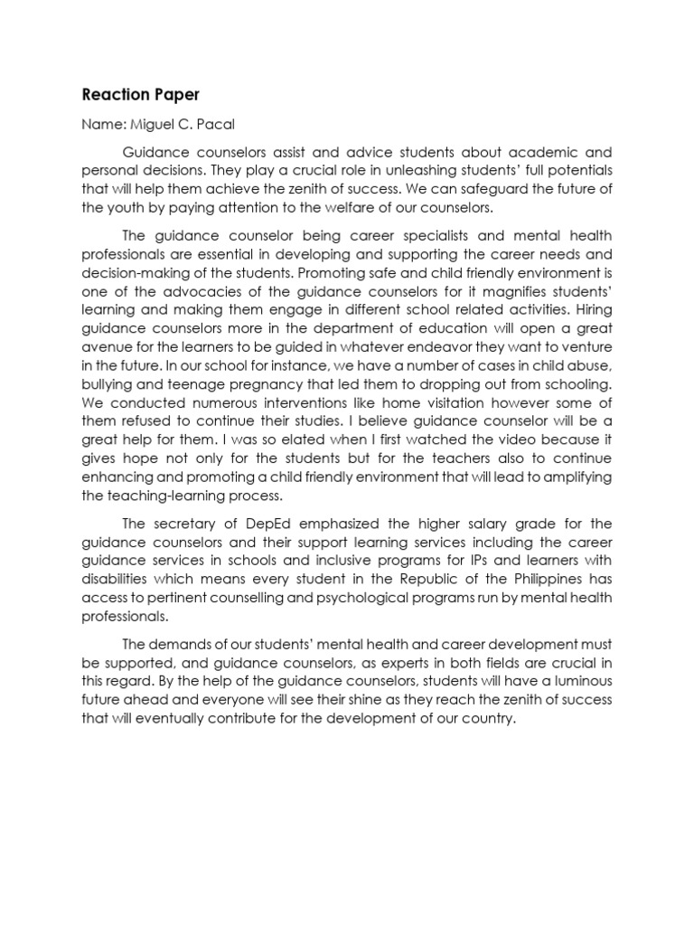 Miguel C. Pacal Reaction Paper | PDF