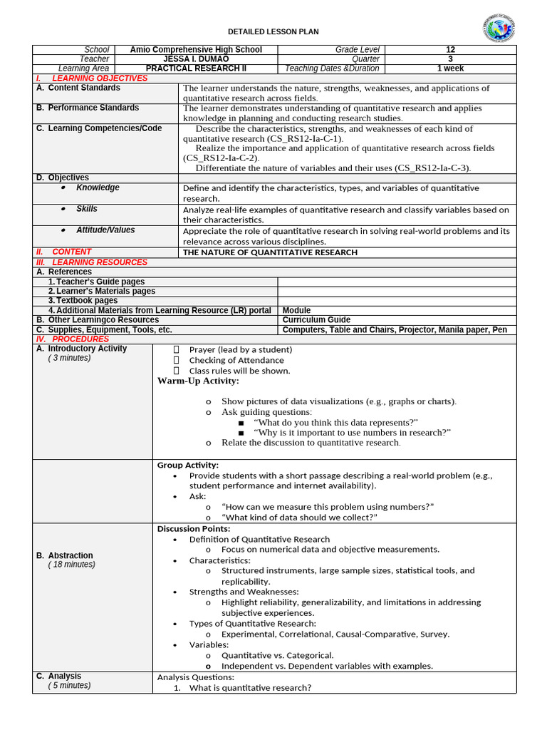 PR Ii Module 1 | PDF | Quantitative Research | Learning