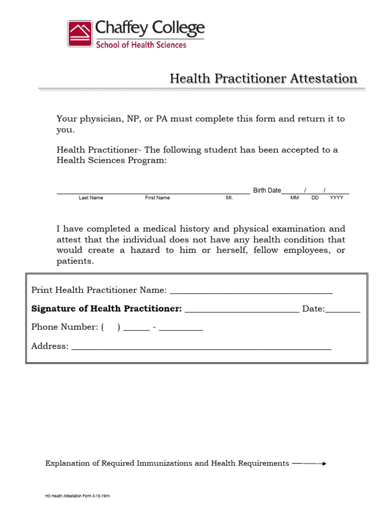 Health Attestation Form | PDF