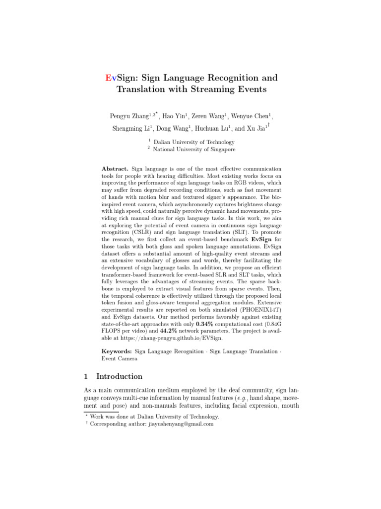 EvSign Sign Language Recognition and Translation With Streaming Events ...
