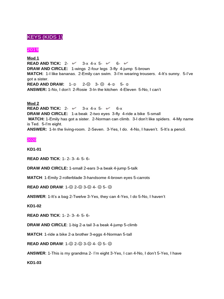 Keyskids 1 | PDF