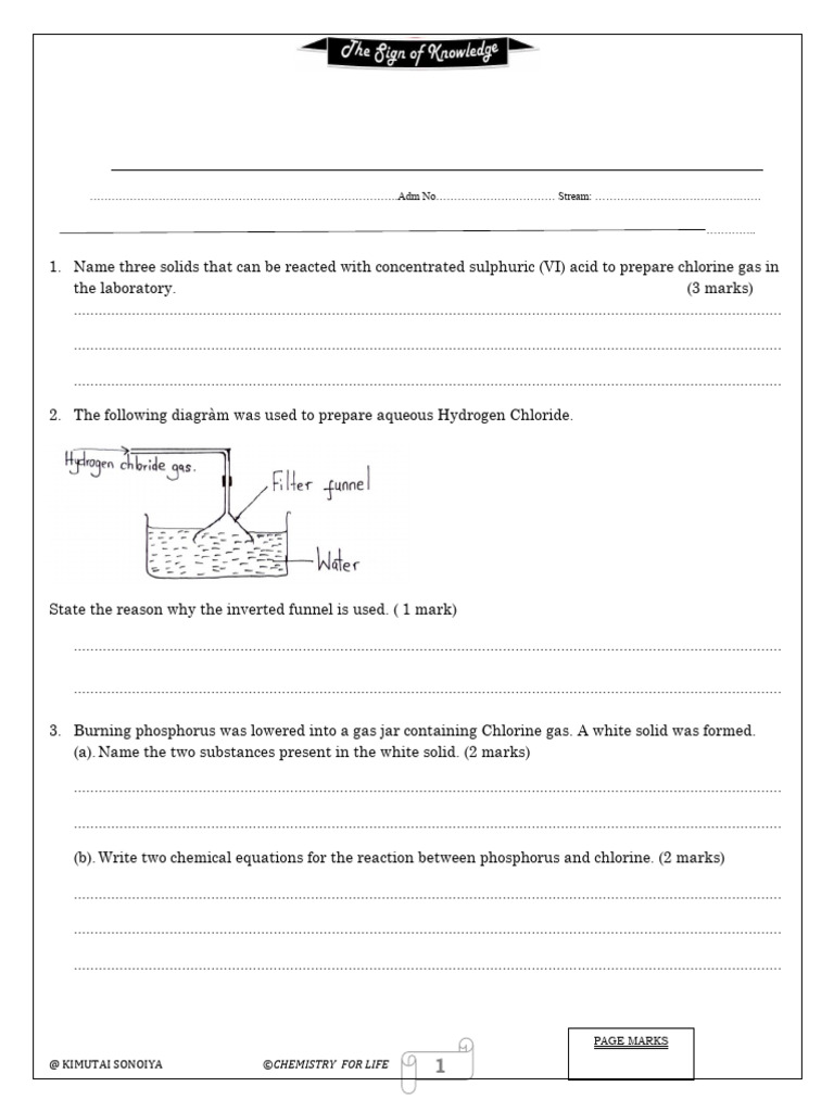 Chem f3 Chlorine Cat by Kimutai Sonoiya | PDF | Chlorine | Chemical ...
