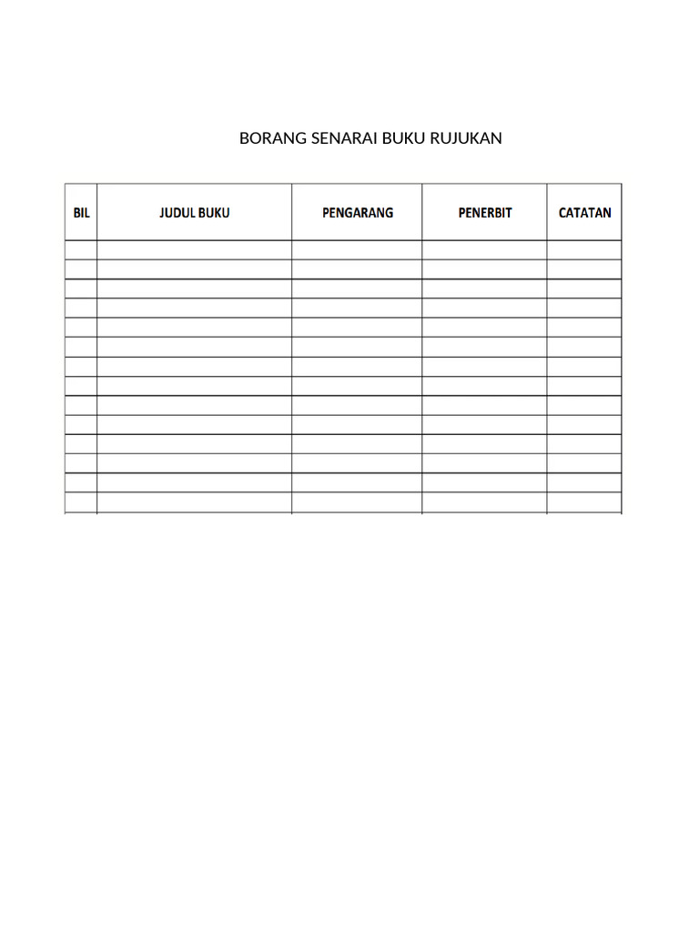 Borang Senarai Buku Rujukan | PDF