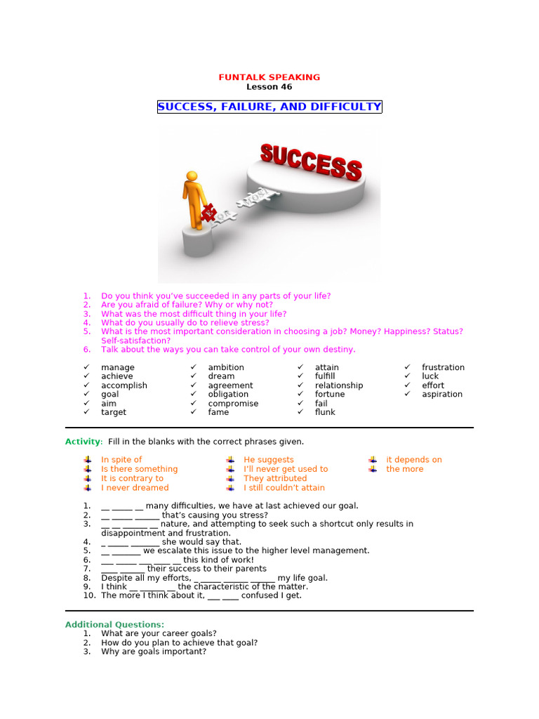 Lesson 46 - Success, Failure & Difficulty | PDF | Goal | Psychology