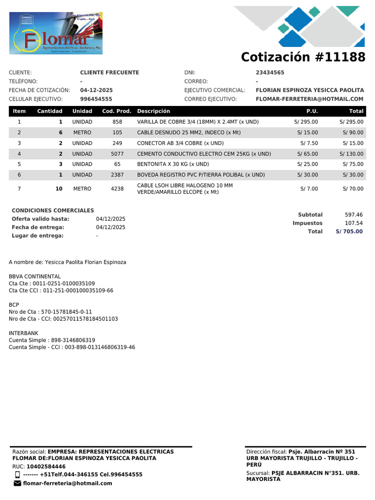 Cotizacion 11188 | PDF