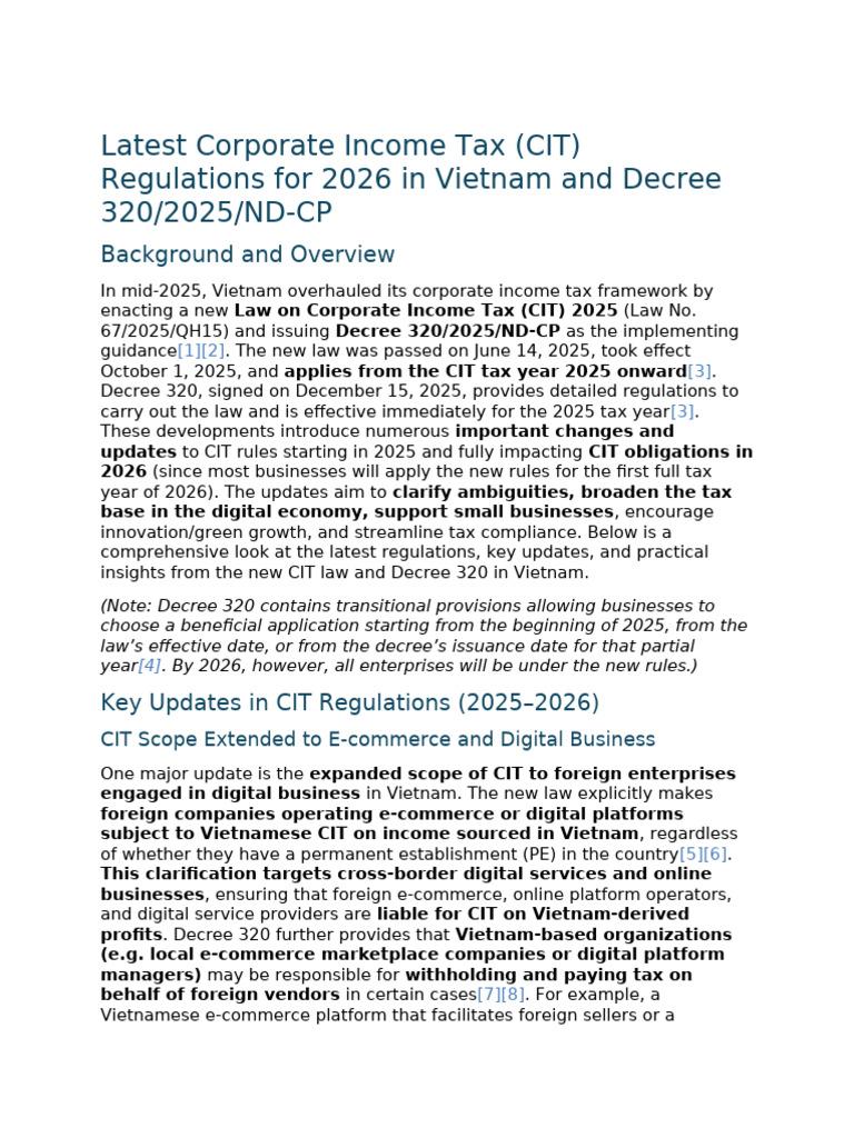 Latest Corporate Income Tax (CIT) Regulations For 2026 in Vietnam and ...