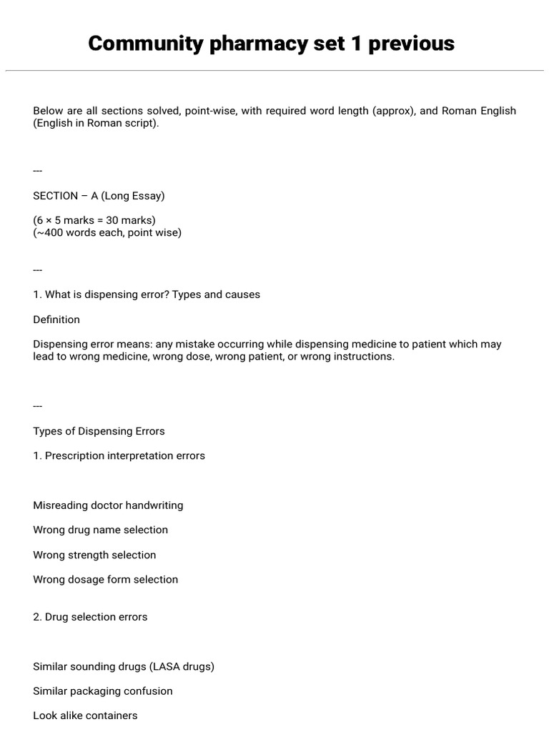 Community Pharmacy Set 1 Previous | PDF | Medical Prescription | Pharmacy