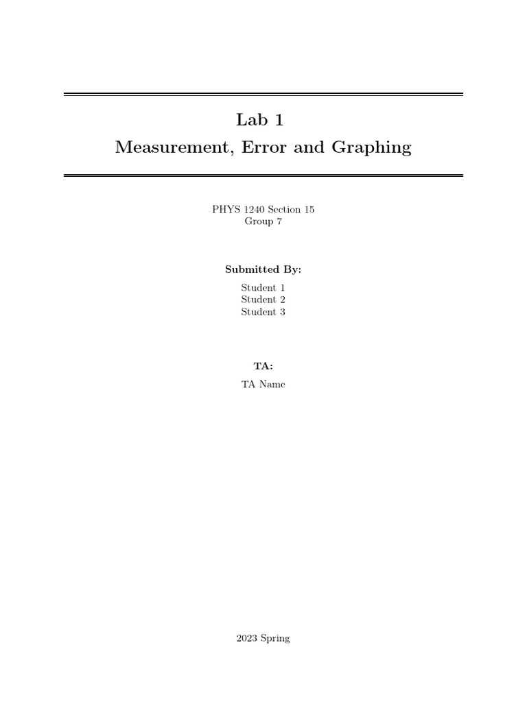 PHYS 1240 Lab Report Template | PDF