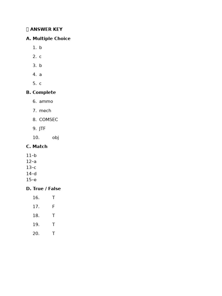 Answer Key Ex 2 | PDF