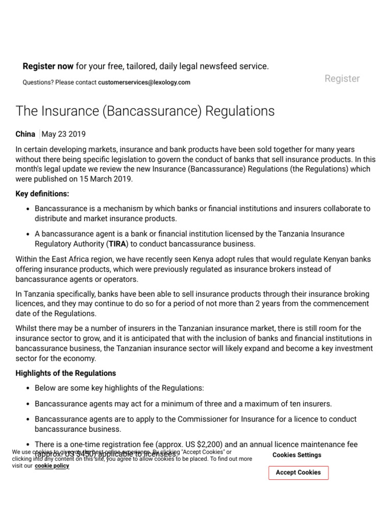 TIRA- The Bancassurance Regulations | PDF | Insurance | Banks