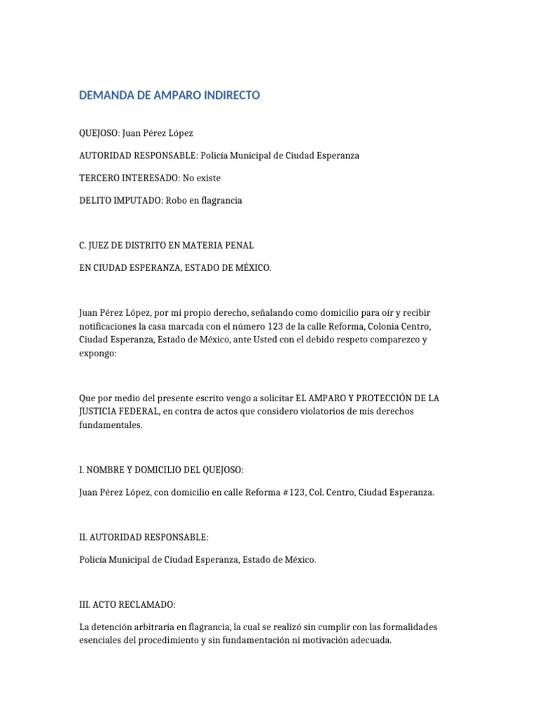 Demanda Amparo Modificada | PDF | Caso de ley | Justicia