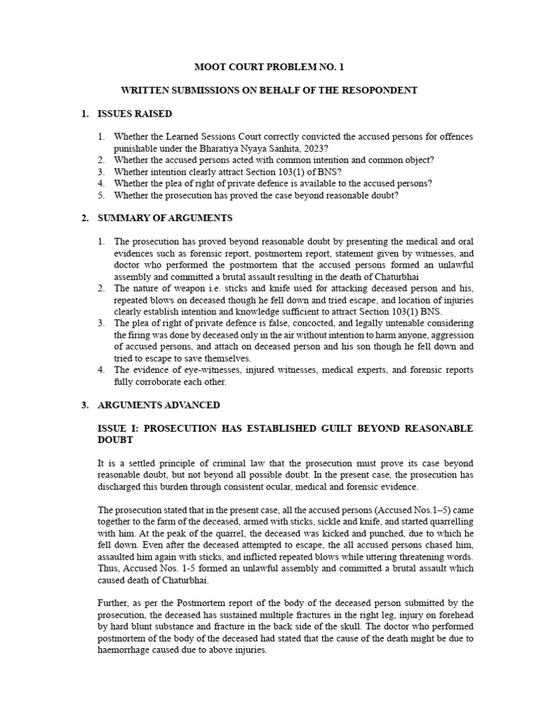 Moot Court Problems Write Up | PDF | Mediation | Bail