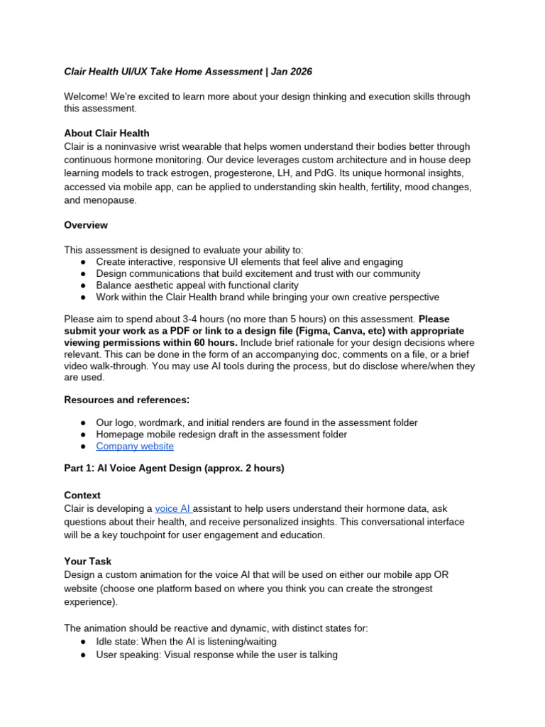 UI - UX Take Home Assessment | PDF | Artificial Intelligence ...