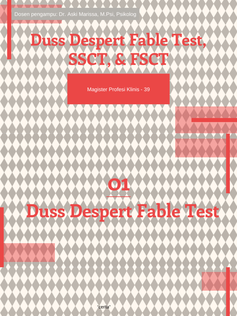 Duss Despert Fable Test, SSCT, FSCT | PDF