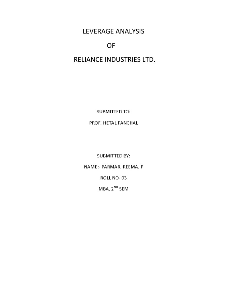 Leverage Analysis | PDF
