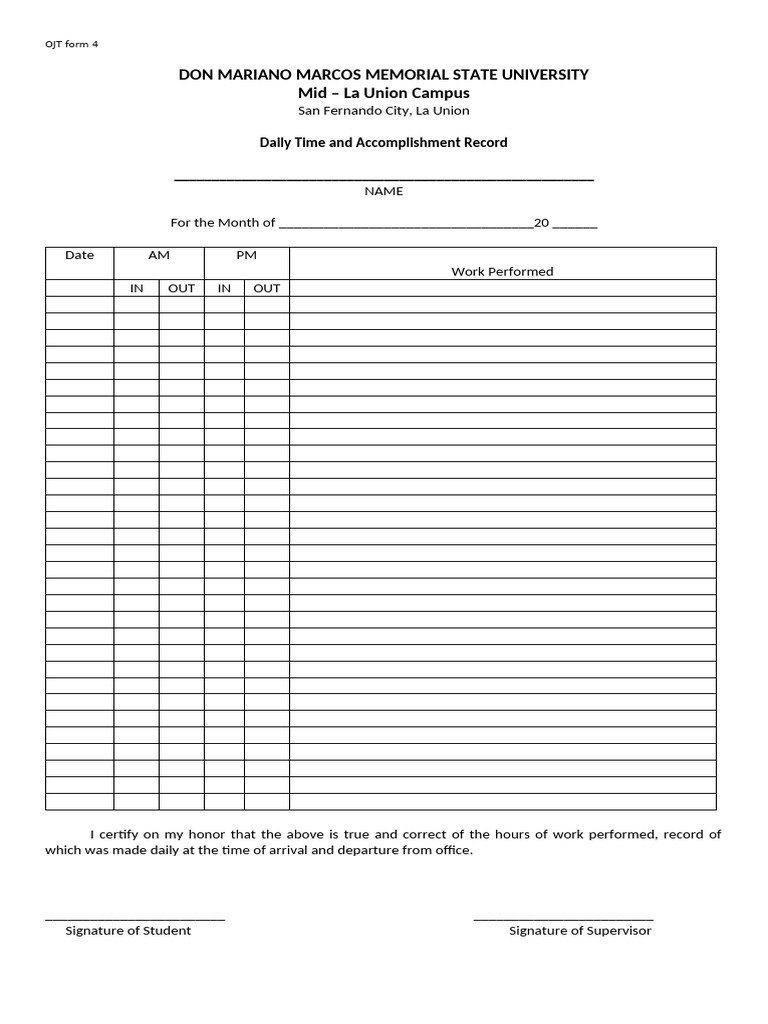 DTR Ojt | PDF