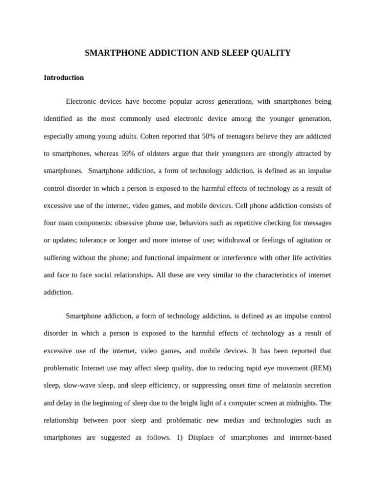 Smartphone Addiction and Sleep Quality (1) (2 | PDF | Sleep | Sleep ...