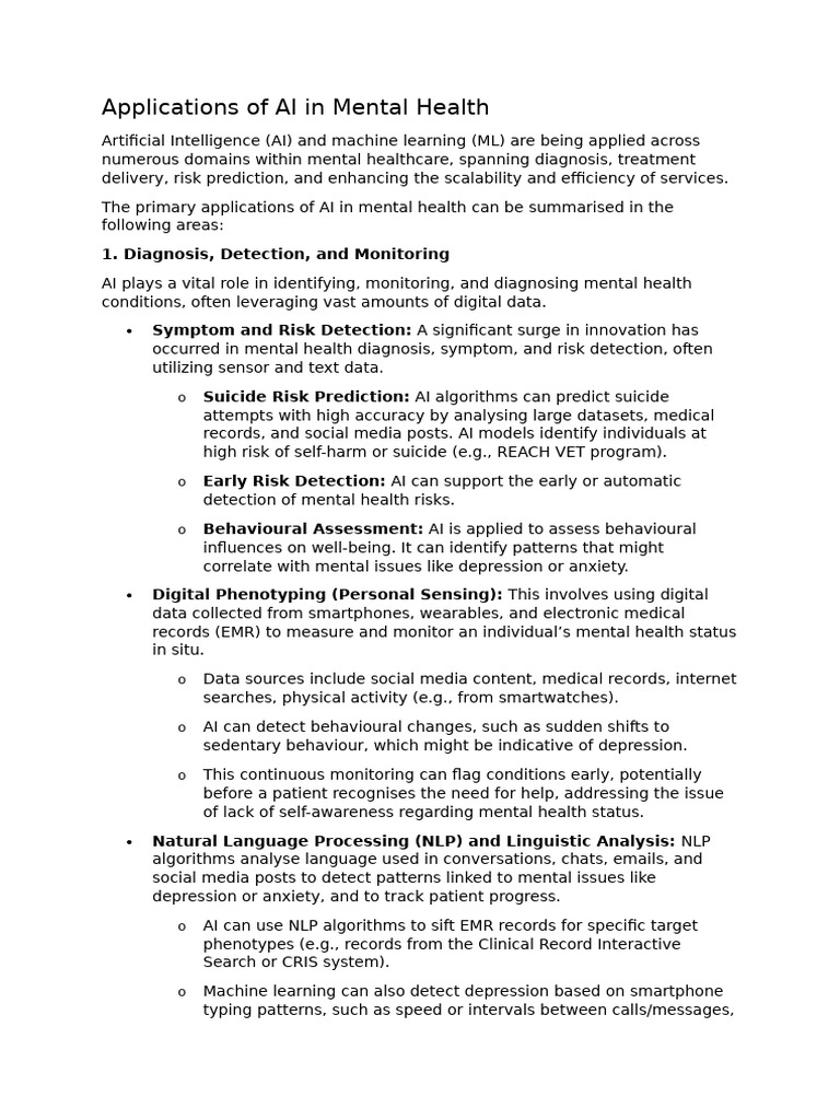 3 - Applications of AI in Mental Health | PDF | Intelligence (AI ...