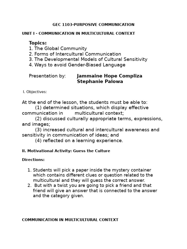 Communication in Multicultural Context | PDF | Communication | Social ...