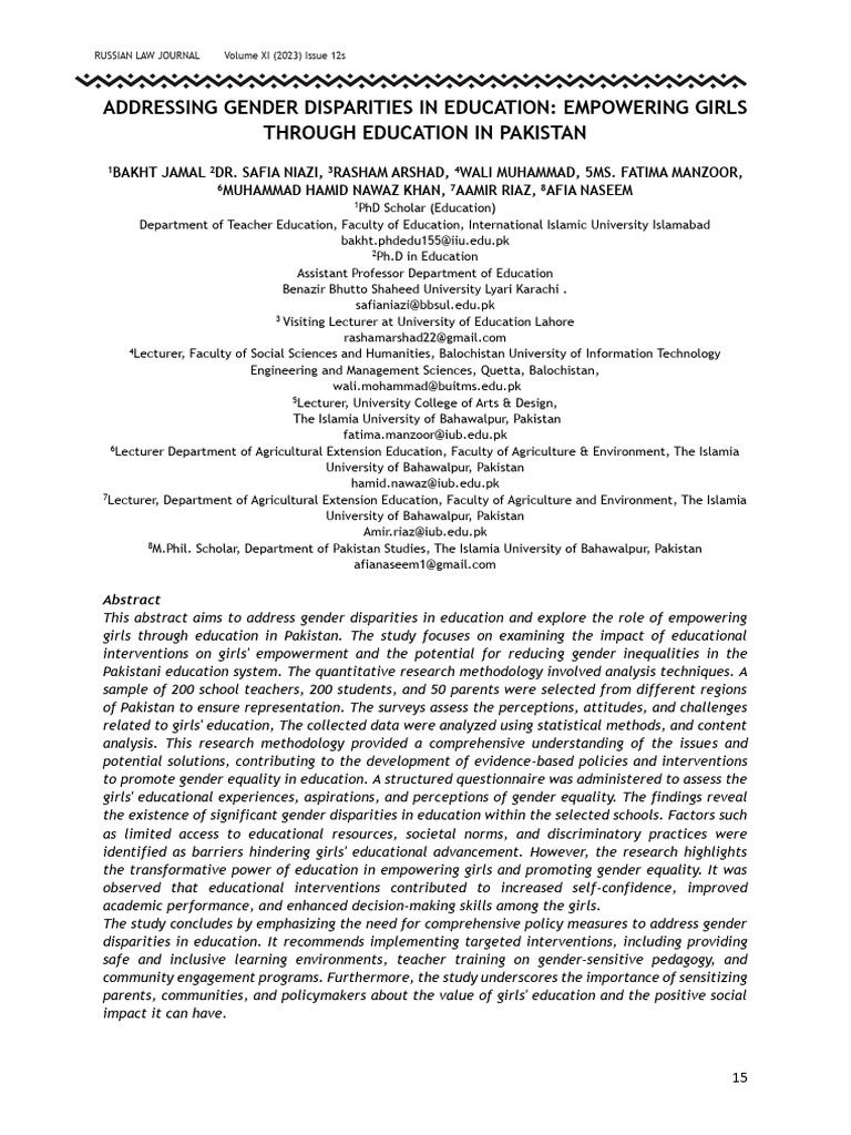 Addressing Gender Disparities in Education | PDF | Female Education ...