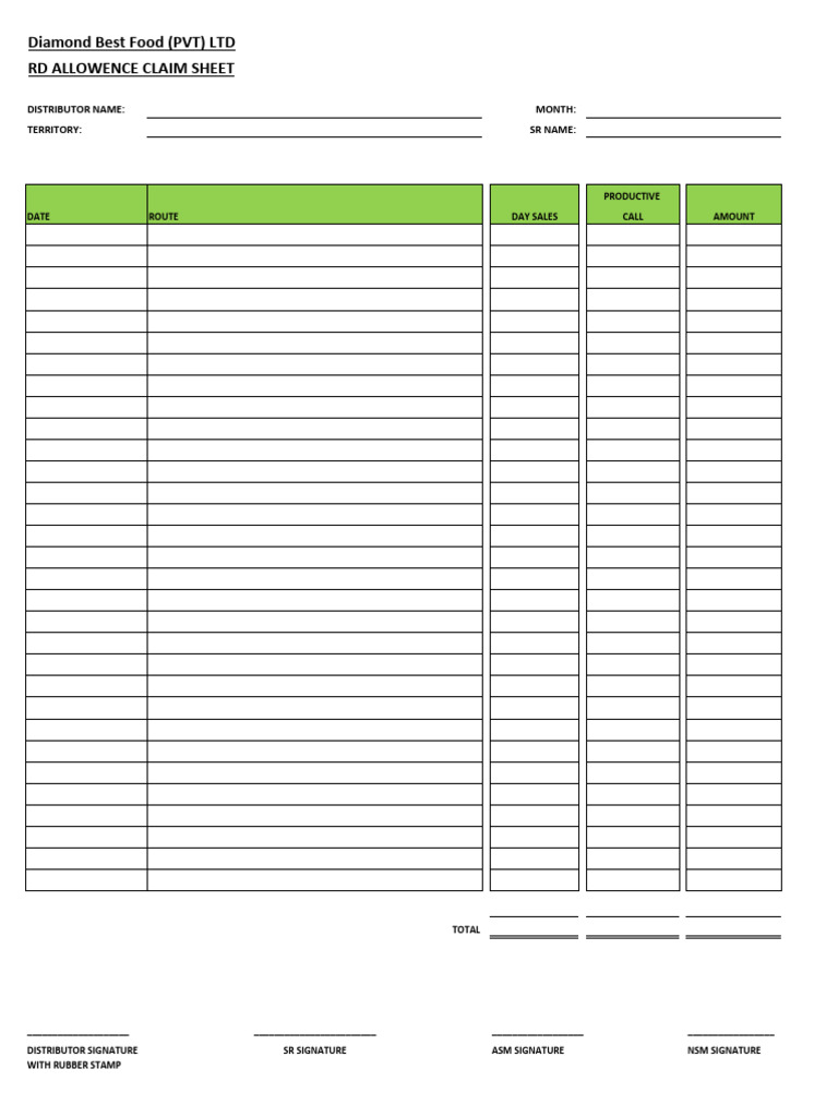 Copy of Rd Allowence Claim Sheet(1) | PDF