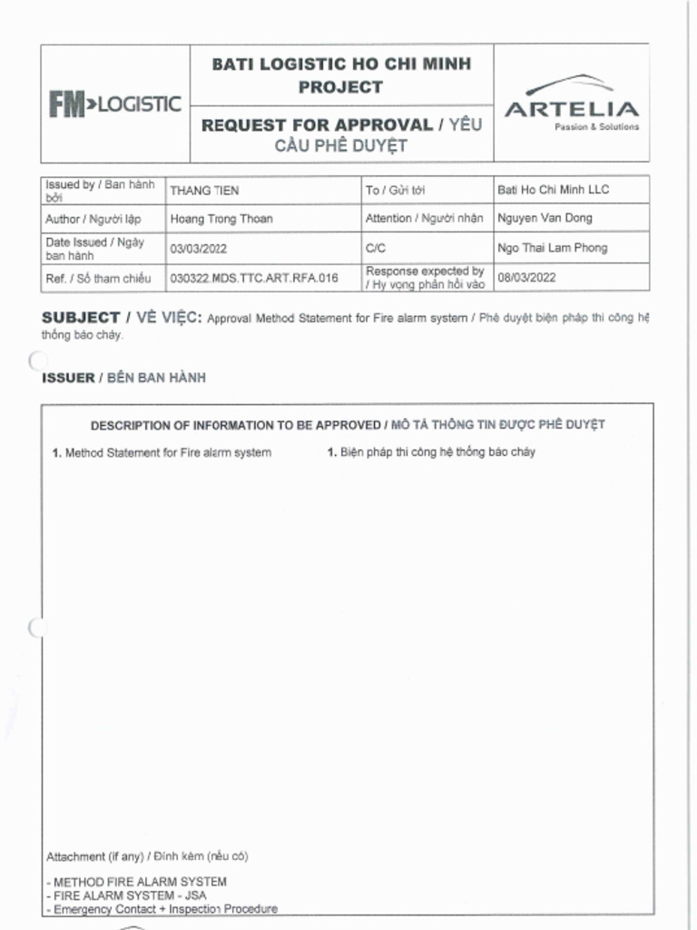 MDS - ttc.ART - Rfa.016 - Method Statement For Fire Alarm System | PDF