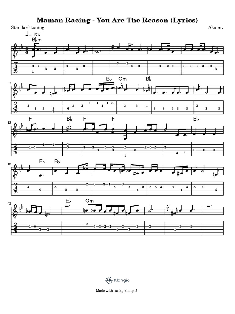 Maman Racing - You Are the Reason (Lyrics) | PDF
