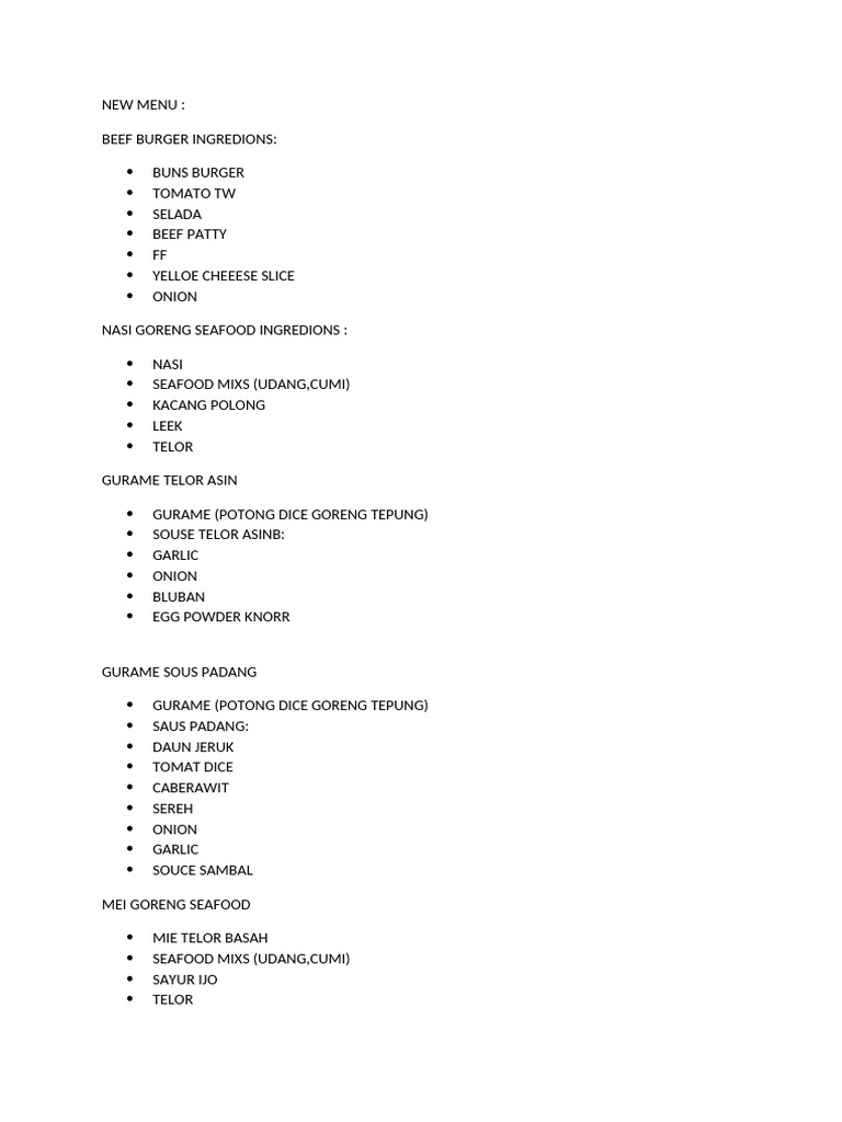 NEW MENU | PDF