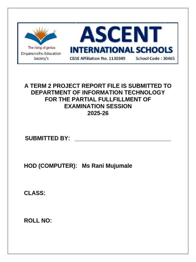 Project Work 10th STD (2025-26) | PDF | Databases | Table (Database)