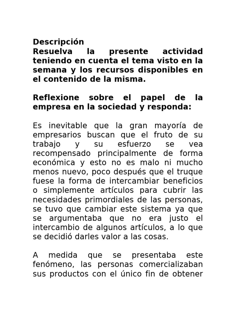 Reflexion Sobre El Papel de La Empresa en La Sociedad | PDF ...