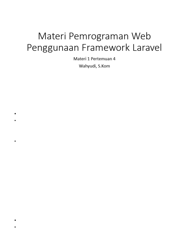 Materi Pemrograman Web Penggunaan Framework Laravel | PDF