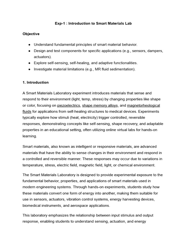 Exp-1 - Introduction To Smart Materials Lab | PDF | Actuator ...