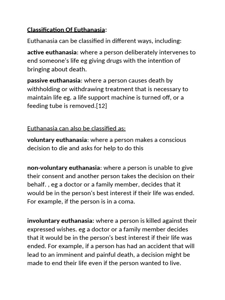 Classification of Euthanasia | PDF
