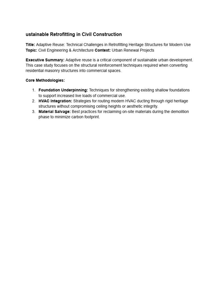 Ustainable Retrofitting in Civil Construction: Title: Topic: Context ...