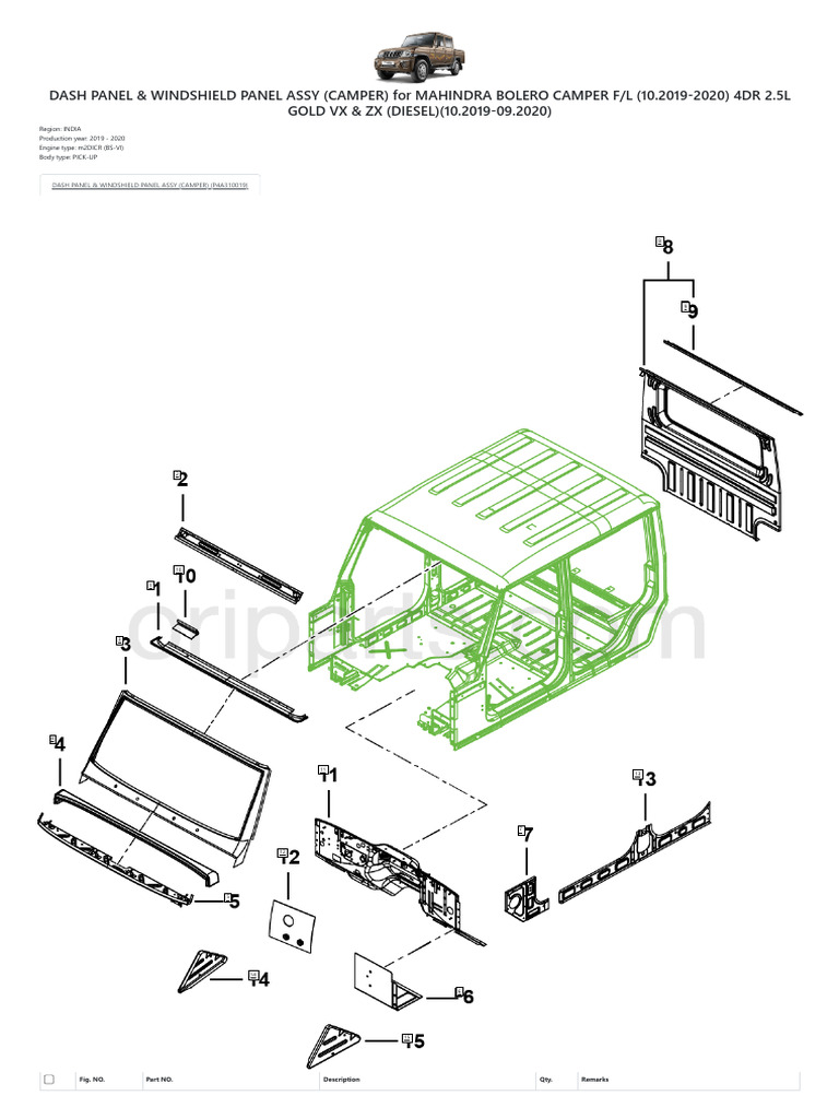 Dash Panel & Windshield Panel Assy (Camper) . | PDF | Vehicles | Land ...