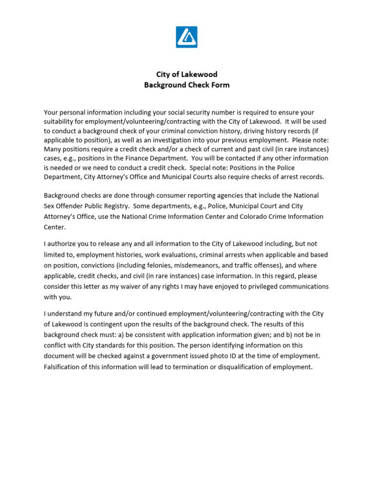 Background Check Form | PDF