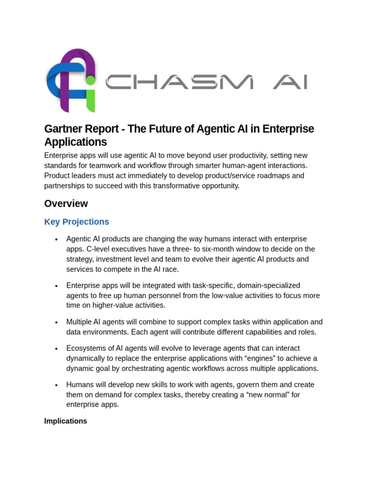 Gartner Report - The Future of Agentic AI in Enterprise Applications ...