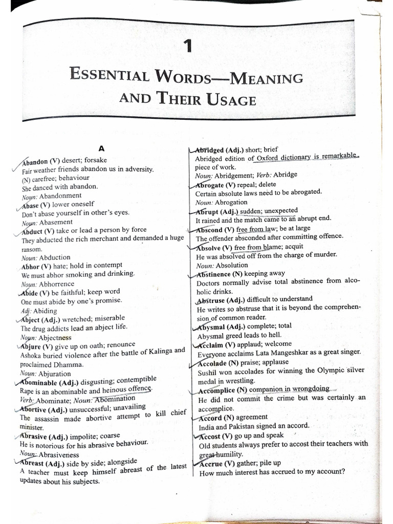 Essential Words Meanings | PDF